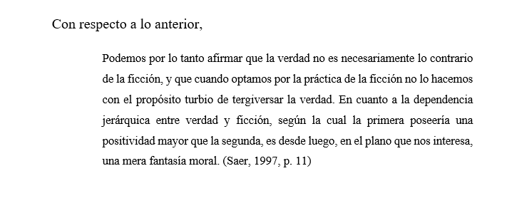 Se muestra una cita que supera las 40 palabras con los datos entre paréntesis al final